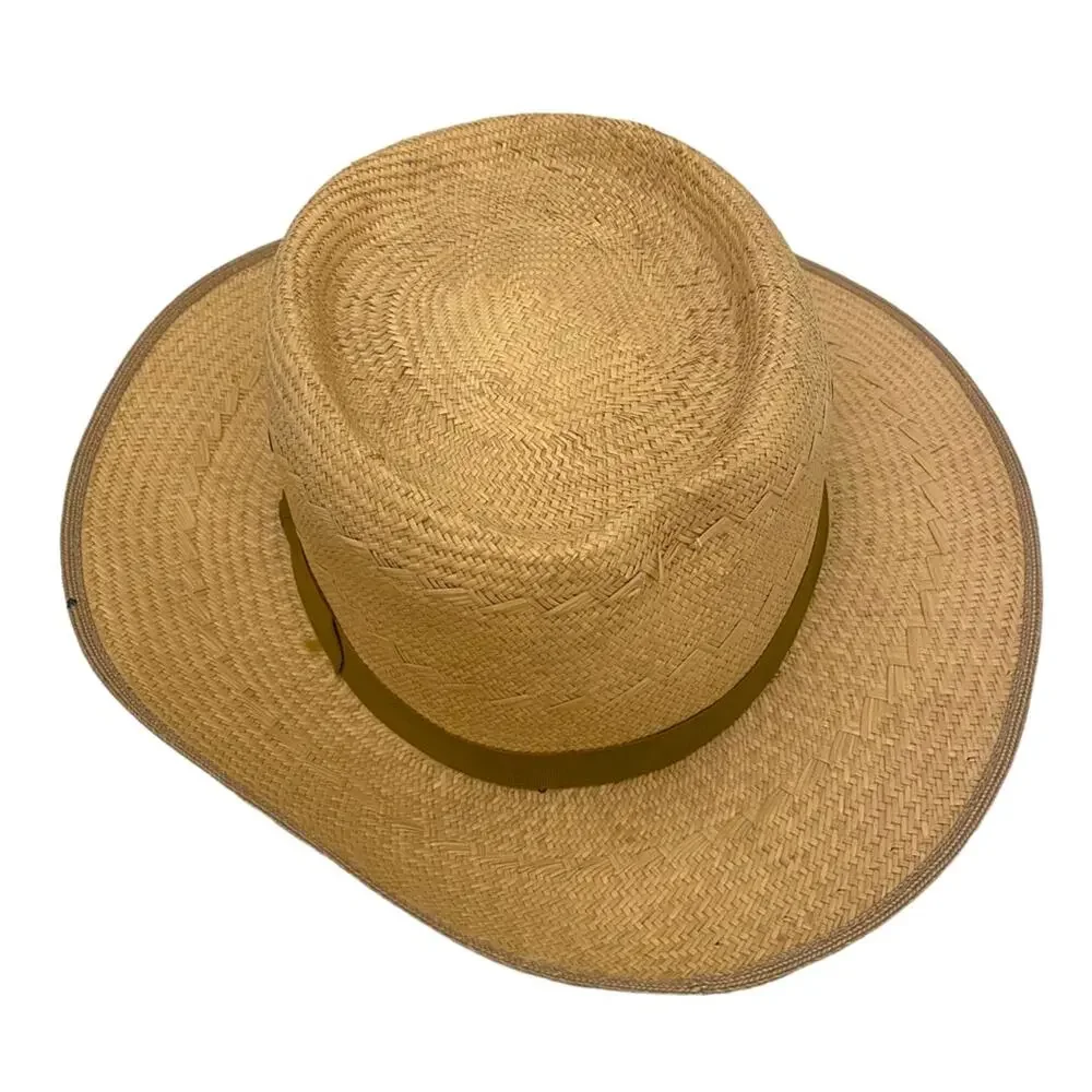 Puerto Fino Colombian Straw Hat Size 7 1/2 Tan Fedora